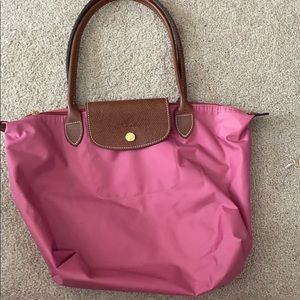 Pink Longchamp Medium Le Pliage Tote